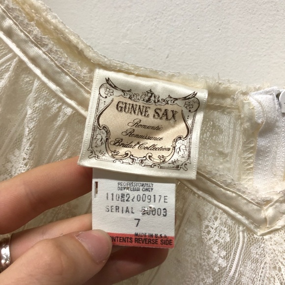 Gunne Sax Romantic Renaissance Bridal Collection Lace Ruffle Maxi Dress Size 7 - Picture 4 of 13